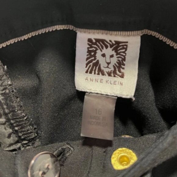 Anne Kline Gold Logo Women's Sz 16(XL) Black w/ Gold Buttons Stretchy Dress Pant - Picture 3 of 3